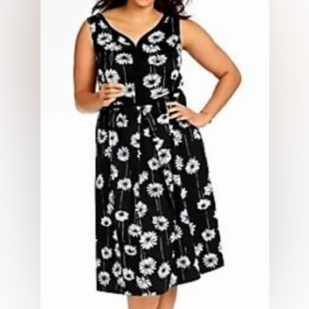 Floral Black and White Dress